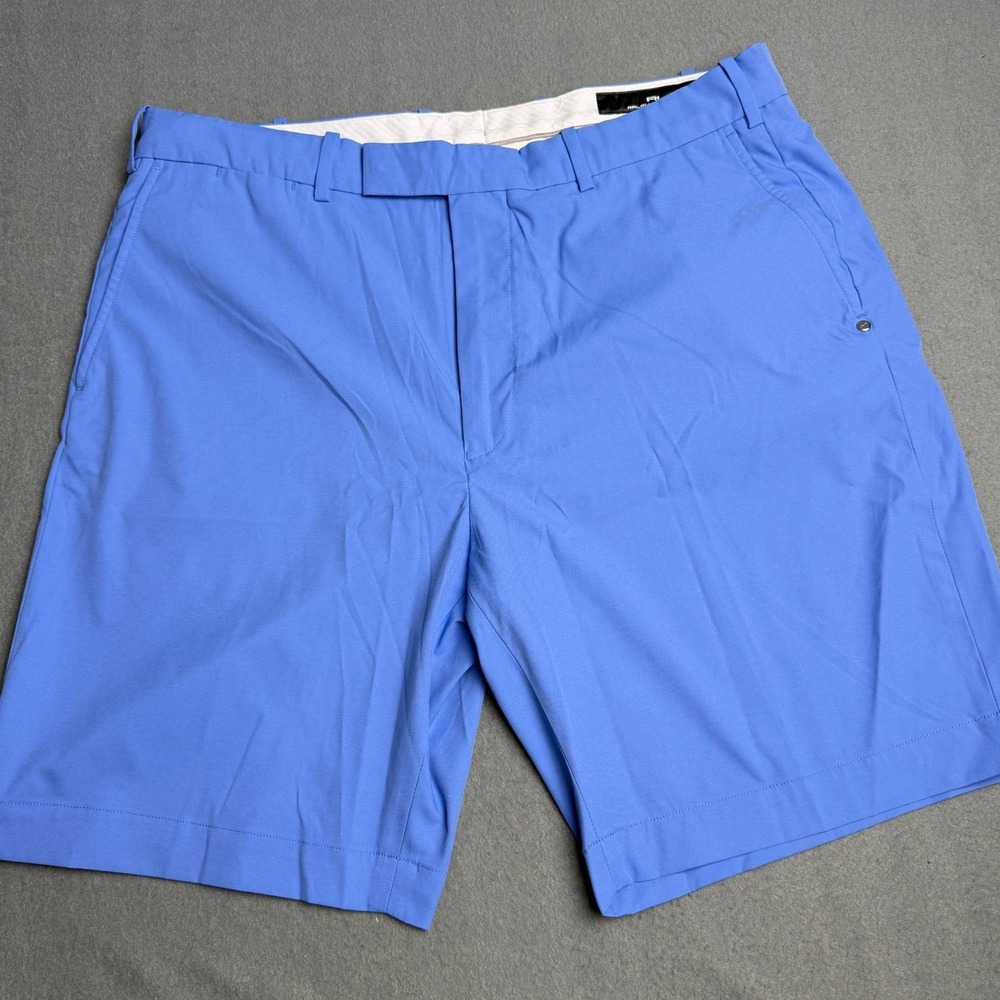 Peter Millar Performance Golf Shorts Mens 36 Carolina Blue Flat Front Stretch